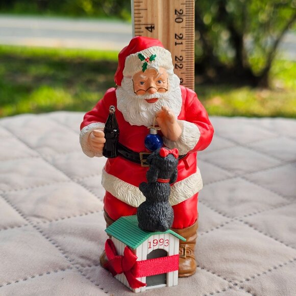 Vtg 1993 Hallmark Coca-Cola Colab Keepsake Ornament Playful Pals Santa & Poodle - Picture 10 of 11